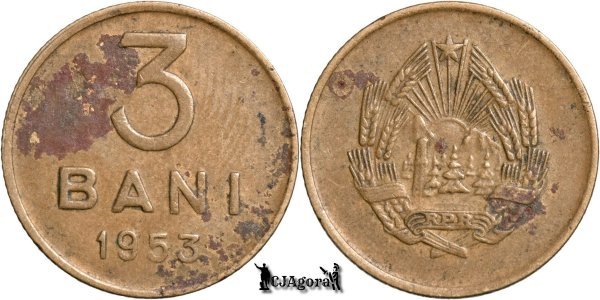 1953, 3 Bani - RPR - Romania