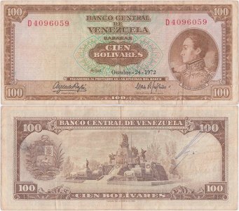 1972 (24 Octombrie), 100 Bolivares (P-48i) - Venezuela