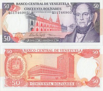 1995 (5 Iunie), 50 Bolívares (P-65e) - Venezuela