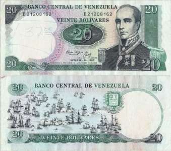 1987 (20 Octombrie), 20 bolívares (P-71a) - Venezuela