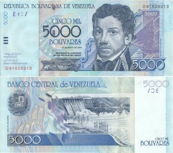 2004 (25 Mai), 5,000 Bolívares (P-84c) - Venezuela