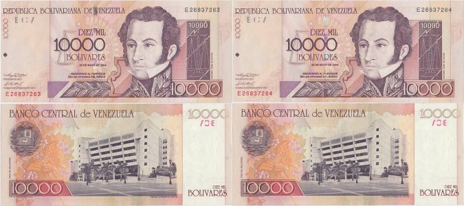 2004 (25 Mai), 10,000 Bolívares (P-85d) - Venezuela (×2)
