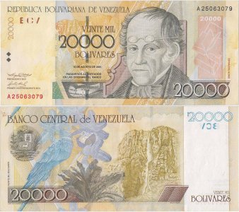 2001 (16 August), 20,000 Bolívares (P-86a) - Venezuela