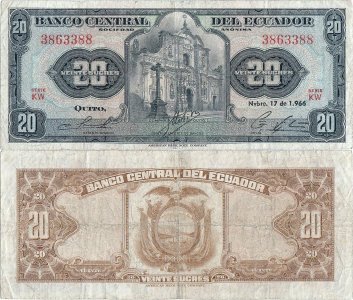 1966 (17 Noiembrie) , 20 sucres (P-103a.4) - Ecuador