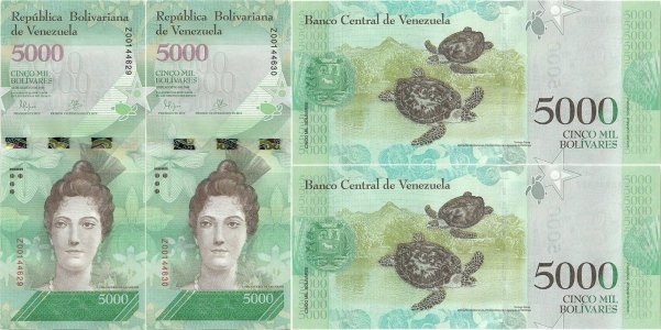 2016 (18 August), 5,000 Bolívares (P-97ar) - Venezuela (×2)