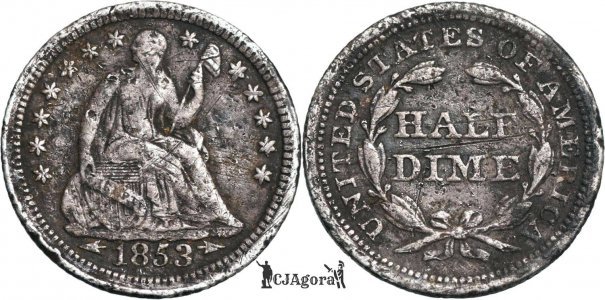 1853, ½ dime ( Seated Liberty Half Dime - arrows at date ) - United States of America