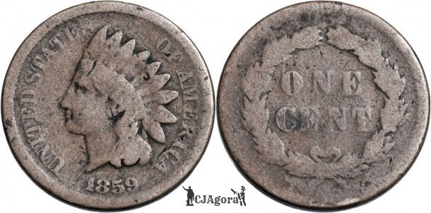 1859, 1 cent ( Indian Head Cent - without shield ) - United States of America