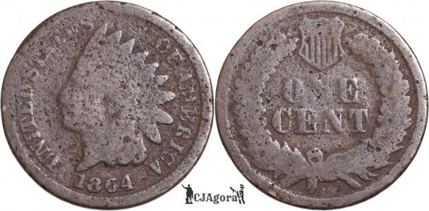 1864, 1 cent (Indian Head Cent - with shield) - United States of America