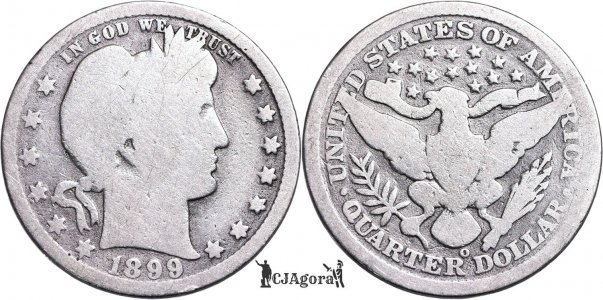 1899 O (New Orleans), ¼ dollar (Barber Quarter) - United States of America