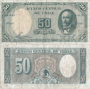 1958, 50 pesos (P-121a) - Chile