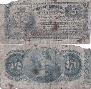 1883 (6 August), 5 centavos (P-29d) - Cuba