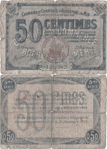 1920 (25 Februarie), 50 centimes (Jean Pirot JP-107-17) - Franța (Rochefort-sur-Mer)