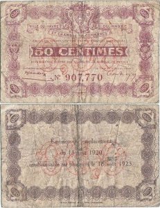 1920 (18 August), 50 centimes (Jean Pirot JP-068-26) - Franța (Le Havre)