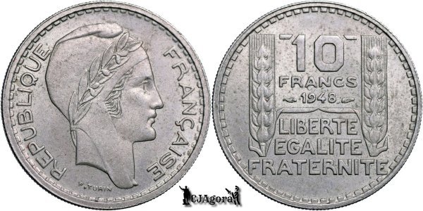 1948, 10 Francs - A Patra Republică Franceză