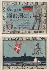 1919, 1 Mark (Grabowski & Mehl 188.1a-2/2) - Germania (Broager, Danemarca)
