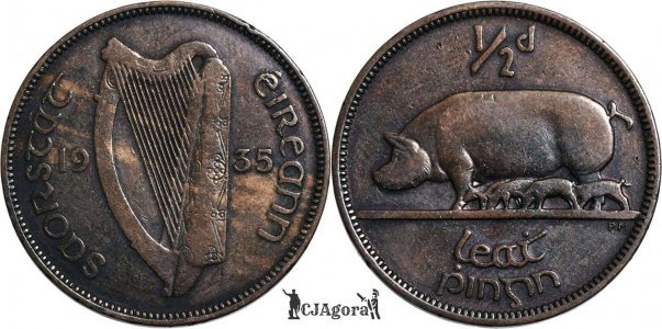 1935, ½ pingin - Ireland