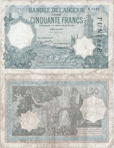 1936 (21 Aprilie), 50 francs (P-9a.4) - Tunisia