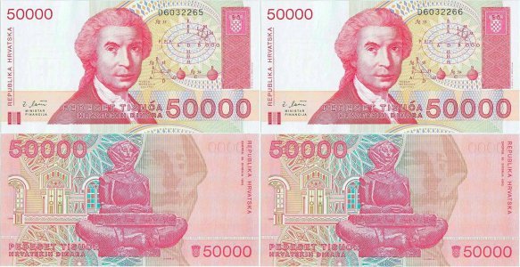1993 (30 Mai) , 50,000 (P-26a) - Croaţia (×2)