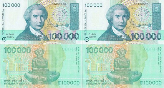1993 (30 Mai) , 100,000 (P-27a) - Croaţia (×2)