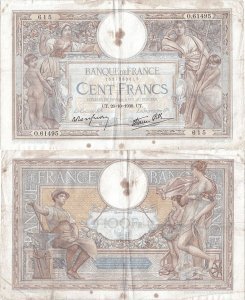 1938 (20 Octombrie), 100 francs (P-86b.7) - Franța