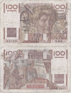 1949 (19 Mai), 100 francs (P-128b.7) - Franța