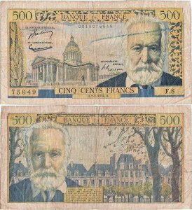 1954 (7 Ianuarie), 500 francs (P-133a.1) - Franța