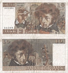 1972 (23 November), 10 francs (P-150a.1) - France