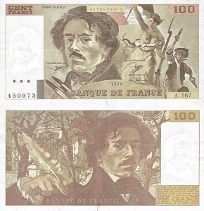 1990, 100 francs (P-154e.1) - Franța