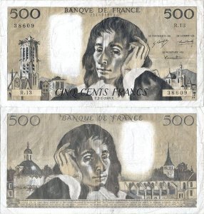 1969 (2 January), 500 francs (P-156a.3) - France