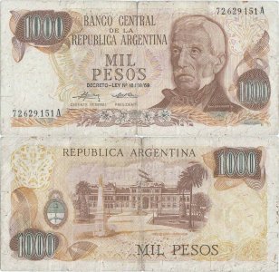 1975, 1,000 pesos ley (P-299a.2) - Argentina
