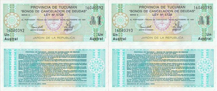 1991 (30 Noiembrie) , 1 austral (P-S2711b.1) - Argentina (×2)