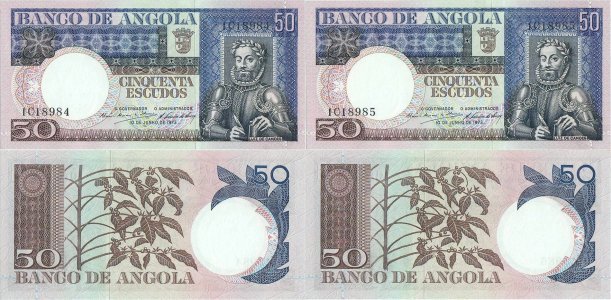 1973 (10 Iunie), 50 Escudos (P-105a) - Angola (×2)