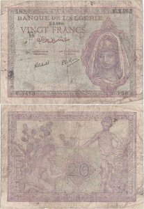 1945 (2 Februarie) , 20 francs (P-92b.1) - Algeria