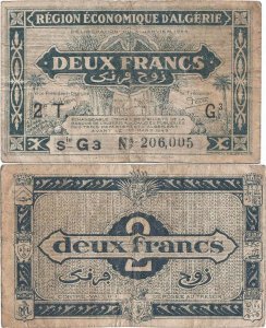 1944 (31 Ianuarie), 2 francs (P-102) - Algeria
