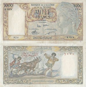 1956 (3 Septembrie), 1.000 francs (P-107b.4) - Algeria
