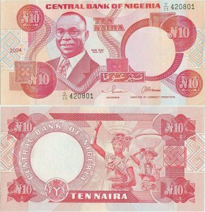 2004, 10 naira (P-25g.2) - Nigeria