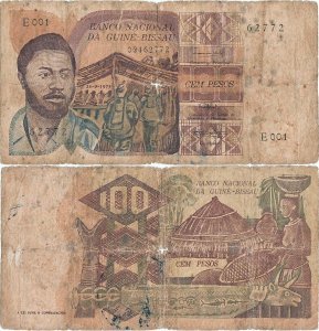 1975 (24 Septembrie), 100 pesos (P-2a) - Guineea-Bissau