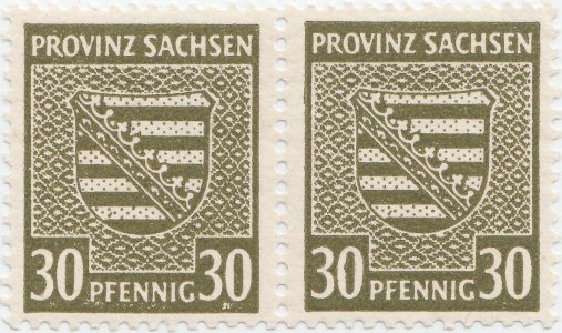 1945, 30 Pfennig - Stema Saxoniei - Ocupația sovietică în Saxonia - Germania - Michel DD 83Xa - bloc de 2
