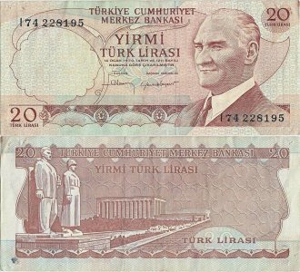 1983 (30 Mai) , 20 turkish lira (P-187b) - Turcia