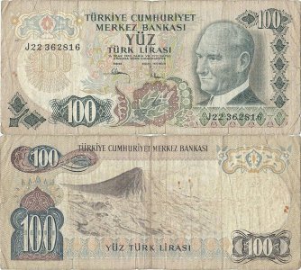 1983 (20 Iunie) , 100 turkish lira (P-189c) - Turcia