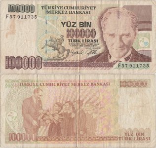 1997, 1.000.000 Turkish Lira (P-206a) - Turcia