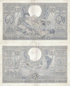 1942 (12 February), 100 francs (P-107a.18) - Belgium