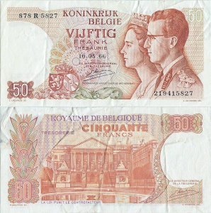 1966 (16 May), 50 Francs (P-139a.3) - Belgium