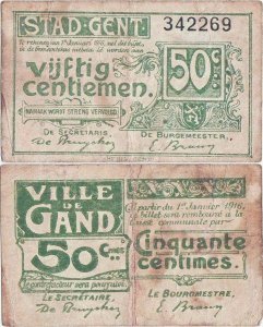 1916 (1 January), 50 centiemen - Gent (Belgium)