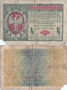 1916 (9 Decembrie), ½ marki (P-1) - Polonia