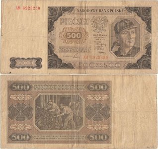 1948 (1 Iulie), 500 złotych (P-140b.1) - Polonia