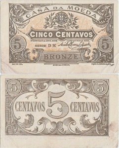 1918 (5 April), 5 centavos (P-99) - Portugal