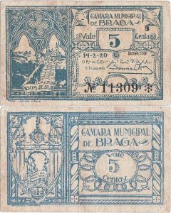 1920 (14 February), 5 centavos (CED.32var.) - Portugal (Braga)