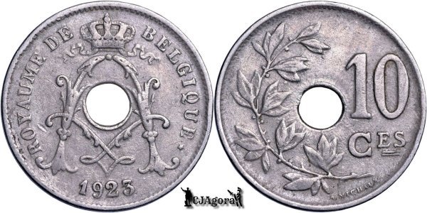 1923, 10 Centimes - Albert I - Regatul Belgiei - inscripție franceză