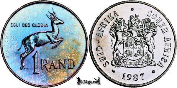 1987, 1 Rand (Hern#D305) - Africa de Sud - Proof CAMEO